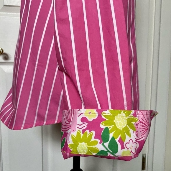 Lilly Pulitzer Women’s 14 Pink White Stripe Button Down Long Sleeve Cotton Shirt - Picture 5 of 10